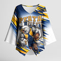 Personalised West Coast Eagles Fan Pride Kimono Sleeve Blouse Muscular Eagle Mascot Graphic Art With Perth City Skyline