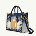 Personalised West Coast Eagles Fan Pride Leather Bag Muscular Eagle Mascot Graphic Art With Perth City Skyline