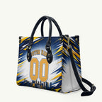 Personalised West Coast Eagles Fan Pride Leather Bag Muscular Eagle Mascot Graphic Art With Perth City Skyline