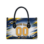 Personalised West Coast Eagles Fan Pride Leather Bag Muscular Eagle Mascot Graphic Art With Perth City Skyline