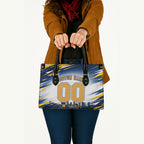 Personalised West Coast Eagles Fan Pride Leather Bag Muscular Eagle Mascot Graphic Art With Perth City Skyline
