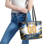 Personalised West Coast Eagles Fan Pride Leather Tote Bag Muscular Eagle Mascot Graphic Art With Perth City Skyline