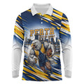 Personalised West Coast Eagles Fan Pride Long Sleeve Polo Shirt Muscular Eagle Mascot Graphic Art With Perth City Skyline