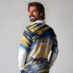 Personalised West Coast Eagles Fan Pride Long Sleeve Polo Shirt Muscular Eagle Mascot Graphic Art With Perth City Skyline