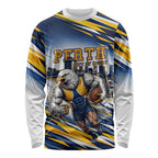 Personalised West Coast Eagles Fan Pride Long Sleeve Shirt Muscular Eagle Mascot Graphic Art With Perth City Skyline