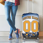 Personalised West Coast Eagles Fan Pride Luggage Cover Muscular Eagle Mascot Graphic Art With Perth City Skyline