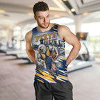 Personalised West Coast Eagles Fan Pride Men Tank Top Muscular Eagle Mascot Graphic Art With Perth City Skyline