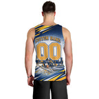 Personalised West Coast Eagles Fan Pride Men Tank Top Muscular Eagle Mascot Graphic Art With Perth City Skyline