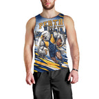 Personalised West Coast Eagles Fan Pride Men Tank Top Muscular Eagle Mascot Graphic Art With Perth City Skyline
