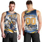 Personalised West Coast Eagles Fan Pride Men Tank Top Muscular Eagle Mascot Graphic Art With Perth City Skyline