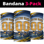 Personalised West Coast Eagles Fan Pride Neck Gaiter Muscular Eagle Mascot Graphic Art With Perth City Skyline