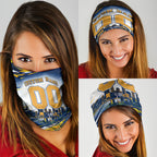 Personalised West Coast Eagles Fan Pride Neck Gaiter Muscular Eagle Mascot Graphic Art With Perth City Skyline