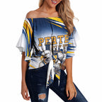 Personalised West Coast Eagles Fan Pride Off Shoulder Wrap Waist Top Muscular Eagle Mascot Graphic Art With Perth City Skyline