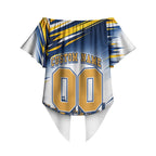 Personalised West Coast Eagles Fan Pride Off Shoulder Wrap Waist Top Muscular Eagle Mascot Graphic Art With Perth City Skyline