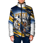 Personalised West Coast Eagles Fan Pride Padded Jacket Muscular Eagle Mascot Graphic Art With Perth City Skyline