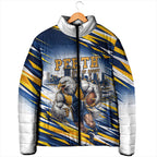 Personalised West Coast Eagles Fan Pride Padded Jacket Muscular Eagle Mascot Graphic Art With Perth City Skyline