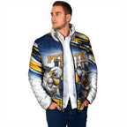 Personalised West Coast Eagles Fan Pride Padded Jacket Muscular Eagle Mascot Graphic Art With Perth City Skyline