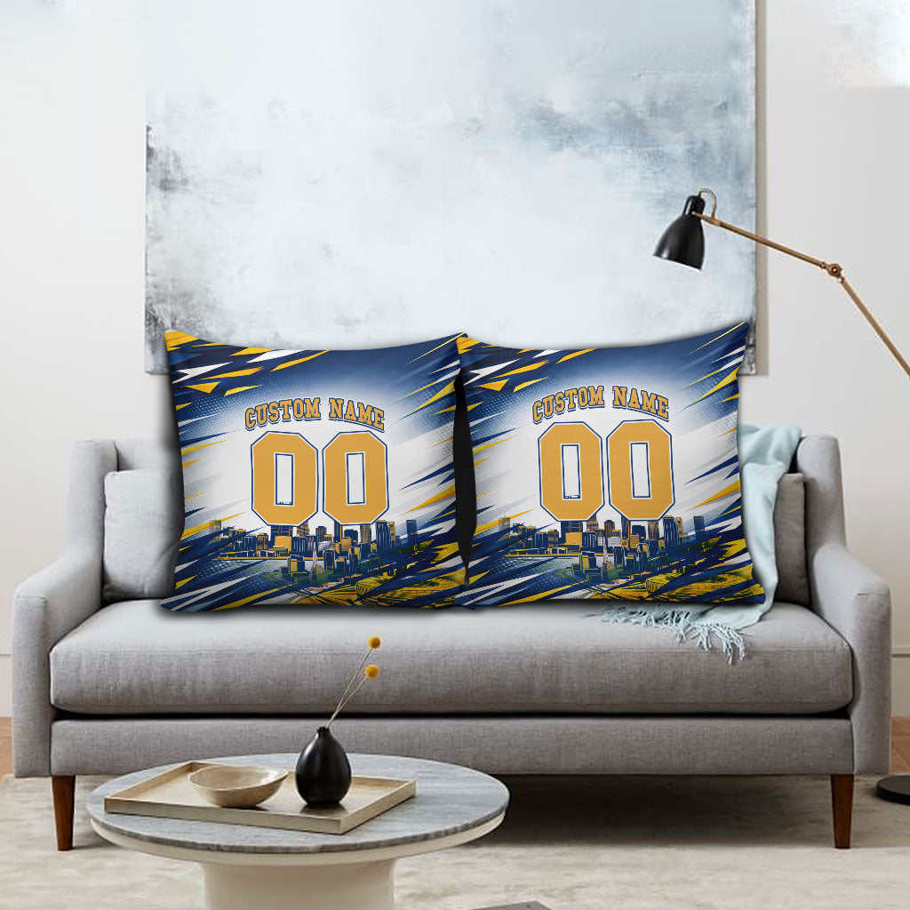 Personalised West Coast Eagles Fan Pride Pillow Cover Muscular Eagle Mascot Graphic Art With Perth City Skyline