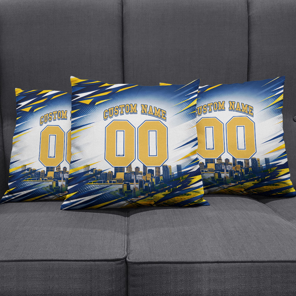 Personalised West Coast Eagles Fan Pride Pillow Cover Muscular Eagle Mascot Graphic Art With Perth City Skyline