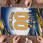 Personalised West Coast Eagles Fan Pride Puzzle Muscular Eagle Mascot Graphic Art With Perth City Skyline