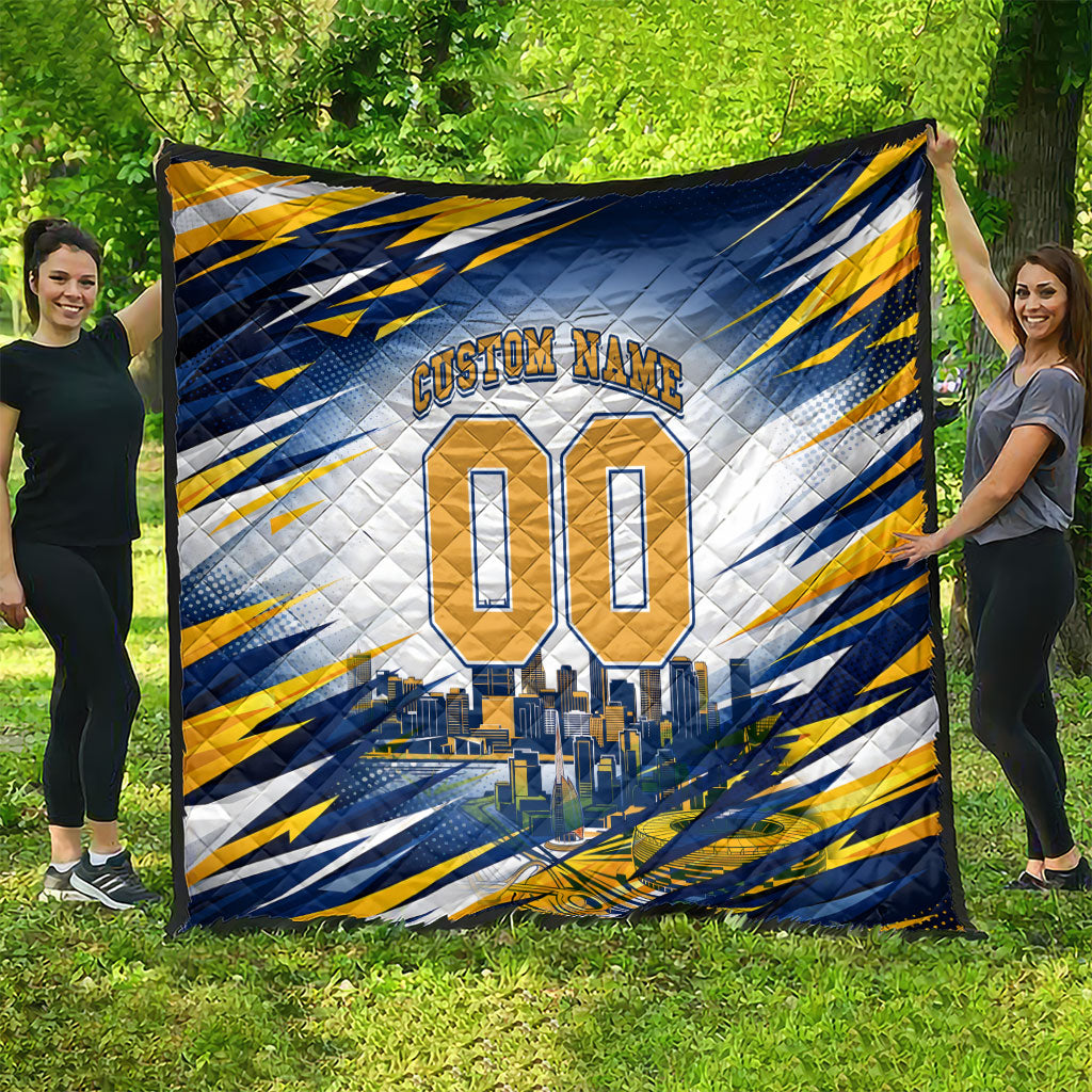Personalised West Coast Eagles Fan Pride Quilt Muscular Eagle Mascot Graphic Art With Perth City Skyline