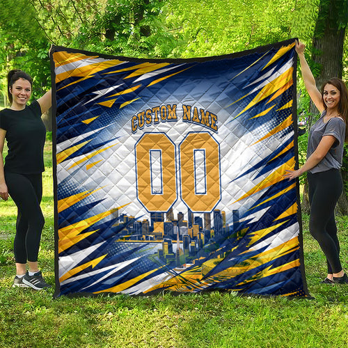 Personalised West Coast Eagles Fan Pride Quilt Muscular Eagle Mascot Graphic Art With Perth City Skyline