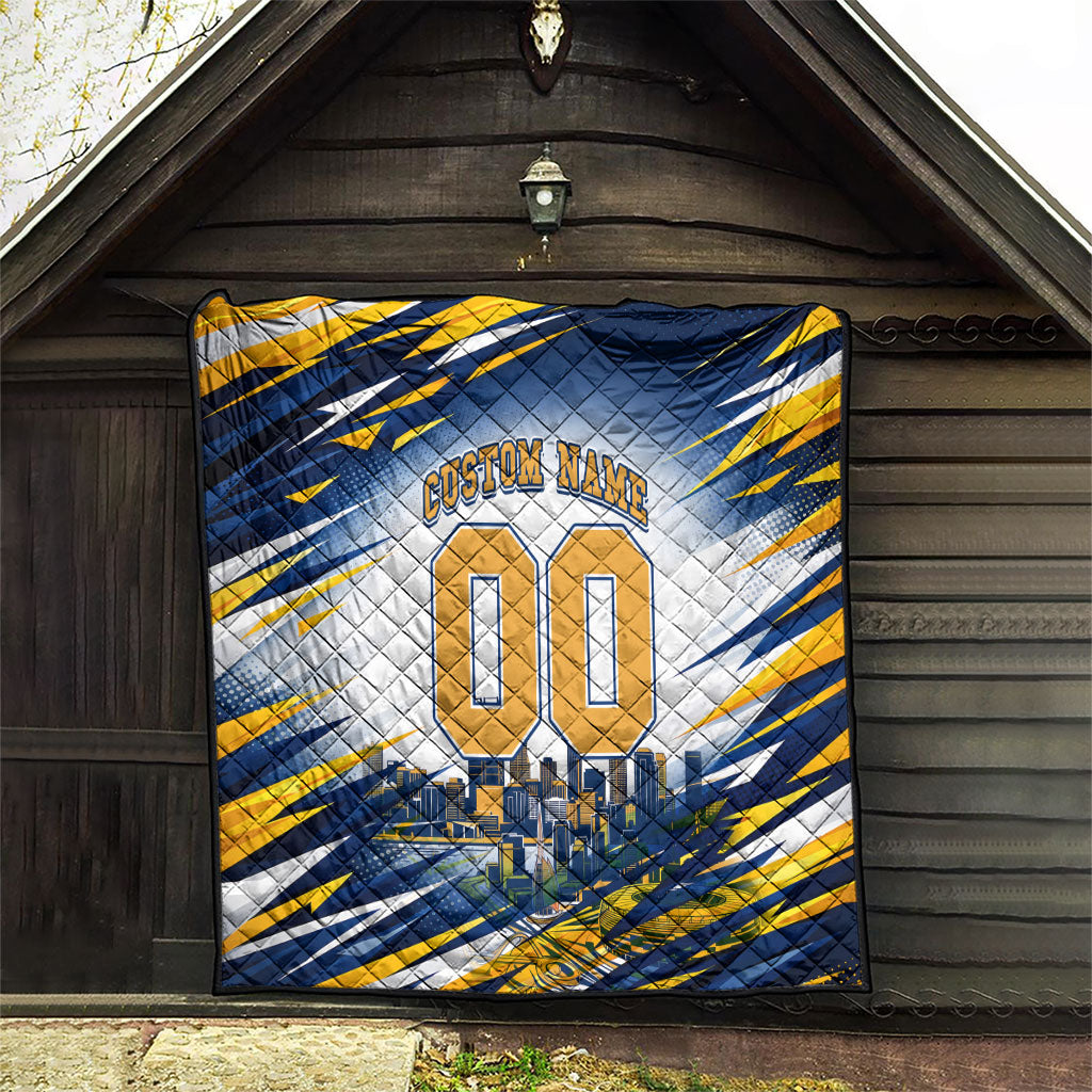 Personalised West Coast Eagles Fan Pride Quilt Muscular Eagle Mascot Graphic Art With Perth City Skyline