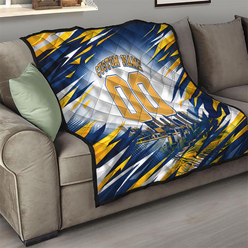 Personalised West Coast Eagles Fan Pride Quilt Muscular Eagle Mascot Graphic Art With Perth City Skyline