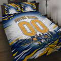 Personalised West Coast Eagles Fan Pride Quilt Bed Set Muscular Eagle Mascot Graphic Art With Perth City Skyline