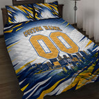Personalised West Coast Eagles Fan Pride Quilt Bed Set Muscular Eagle Mascot Graphic Art With Perth City Skyline