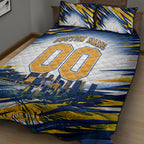 Personalised West Coast Eagles Fan Pride Quilt Bed Set Muscular Eagle Mascot Graphic Art With Perth City Skyline