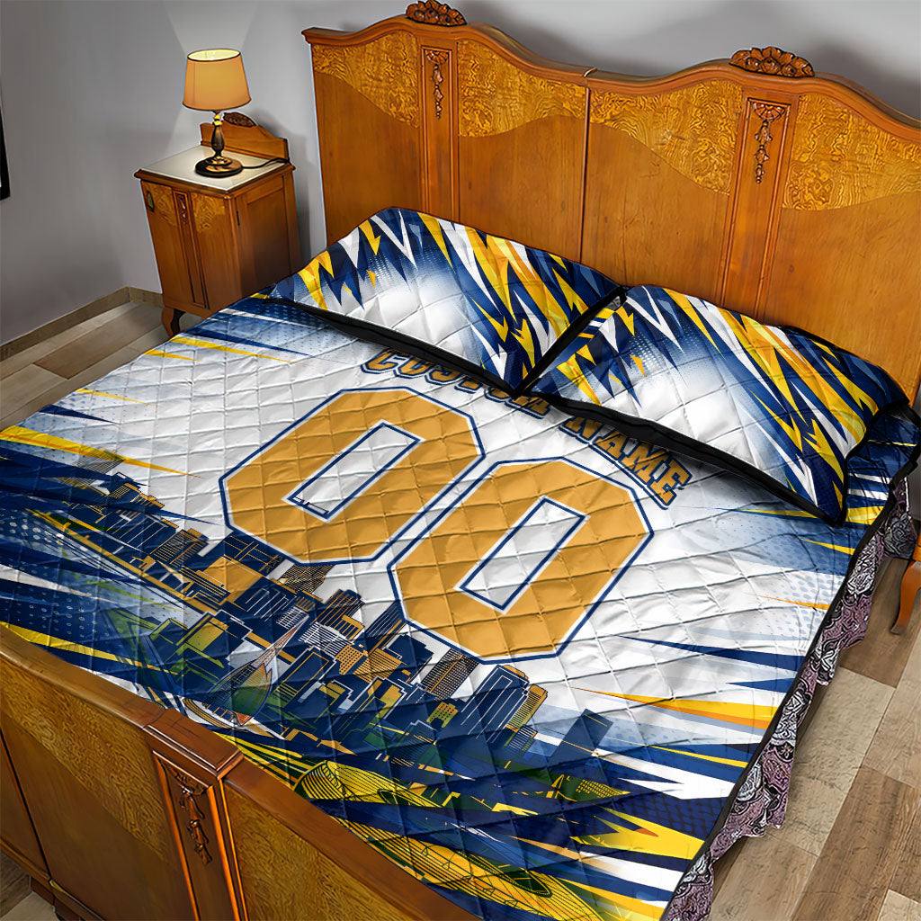 Personalised West Coast Eagles Fan Pride Quilt Bed Set Muscular Eagle Mascot Graphic Art With Perth City Skyline