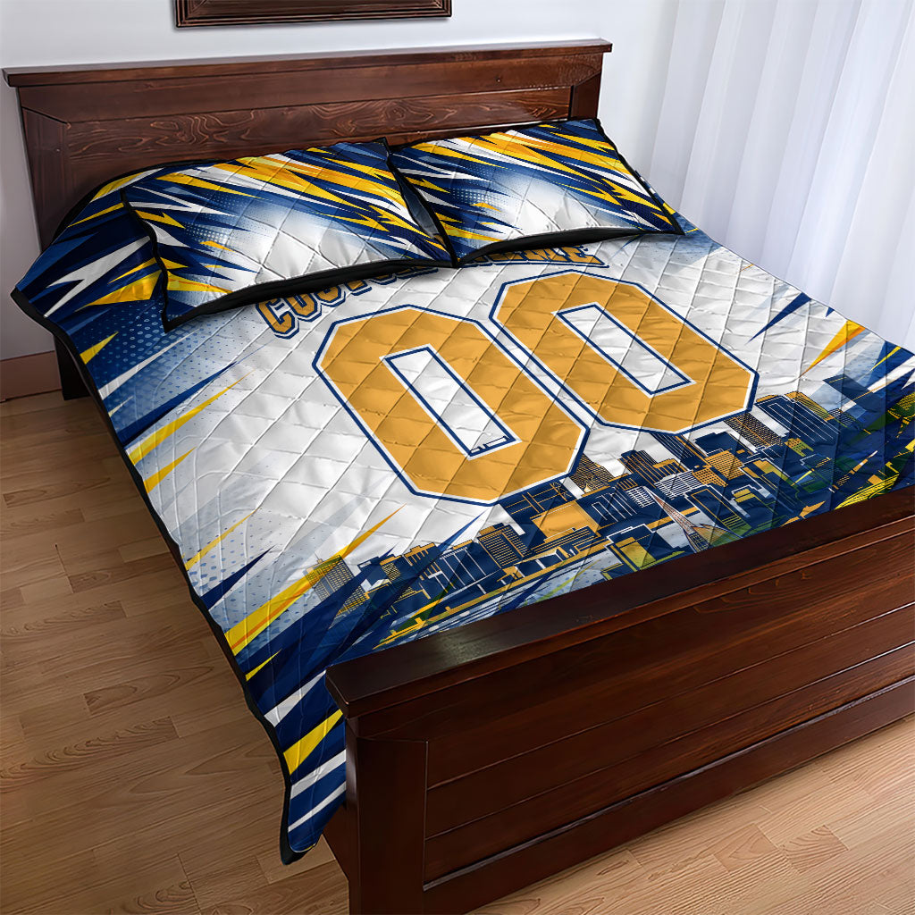 Personalised West Coast Eagles Fan Pride Quilt Bed Set Muscular Eagle Mascot Graphic Art With Perth City Skyline