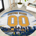 Personalised West Coast Eagles Fan Pride Round Carpet Muscular Eagle Mascot Graphic Art With Perth City Skyline