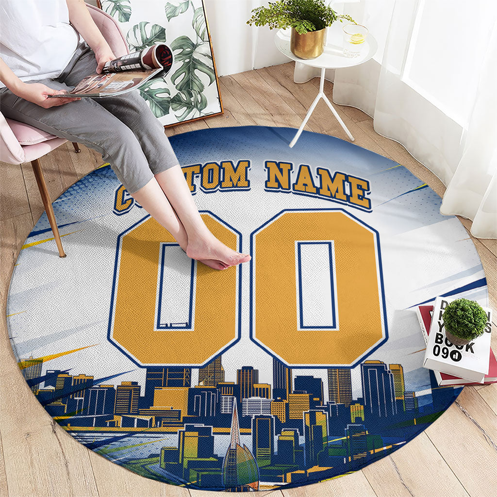 Personalised West Coast Eagles Fan Pride Round Carpet Muscular Eagle Mascot Graphic Art With Perth City Skyline