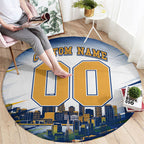 Personalised West Coast Eagles Fan Pride Round Carpet Muscular Eagle Mascot Graphic Art With Perth City Skyline