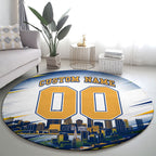 Personalised West Coast Eagles Fan Pride Round Carpet Muscular Eagle Mascot Graphic Art With Perth City Skyline
