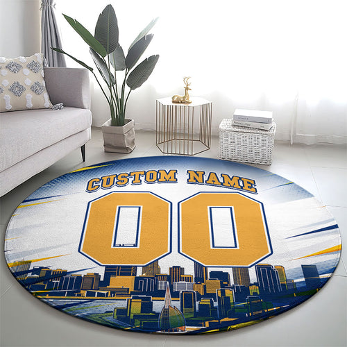 Personalised West Coast Eagles Fan Pride Round Carpet Muscular Eagle Mascot Graphic Art With Perth City Skyline