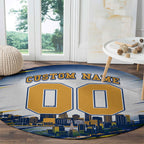 Personalised West Coast Eagles Fan Pride Round Carpet Muscular Eagle Mascot Graphic Art With Perth City Skyline
