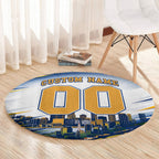 Personalised West Coast Eagles Fan Pride Round Carpet Muscular Eagle Mascot Graphic Art With Perth City Skyline