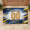 Personalised West Coast Eagles Fan Pride Rubber Doormat Muscular Eagle Mascot Graphic Art With Perth City Skyline