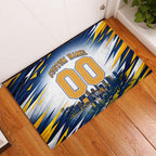Personalised West Coast Eagles Fan Pride Rubber Doormat Muscular Eagle Mascot Graphic Art With Perth City Skyline