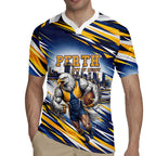 Personalised West Coast Eagles Fan Pride Rugby Jersey Muscular Eagle Mascot Graphic Art With Perth City Skyline