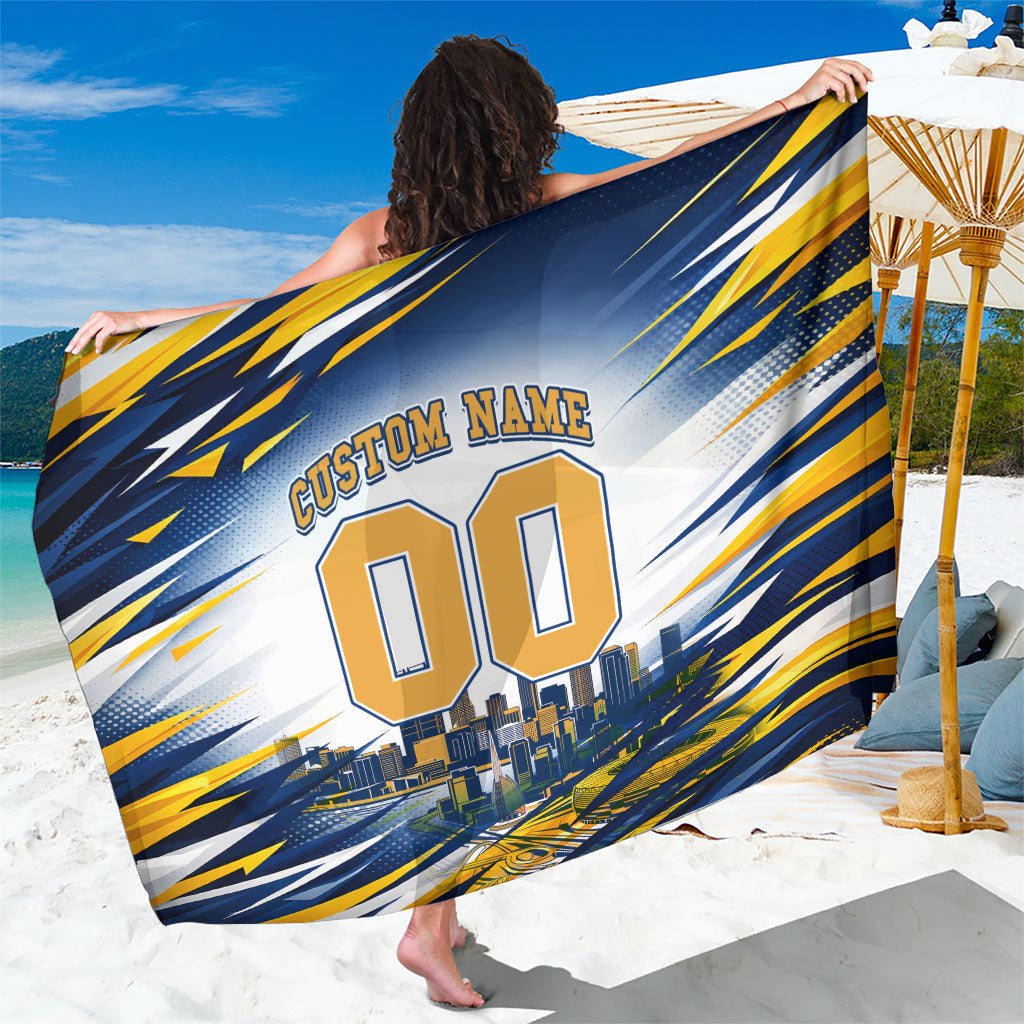 Personalised West Coast Eagles Fan Pride Sarong Muscular Eagle Mascot Graphic Art With Perth City Skyline