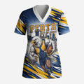 Personalised West Coast Eagles Fan Pride Scrub Top Muscular Eagle Mascot Graphic Art With Perth City Skyline