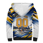 Personalised West Coast Eagles Fan Pride Sherpa Hoodie Muscular Eagle Mascot Graphic Art With Perth City Skyline