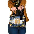 Personalised West Coast Eagles Fan Pride Shoulder Handbag Muscular Eagle Mascot Graphic Art With Perth City Skyline