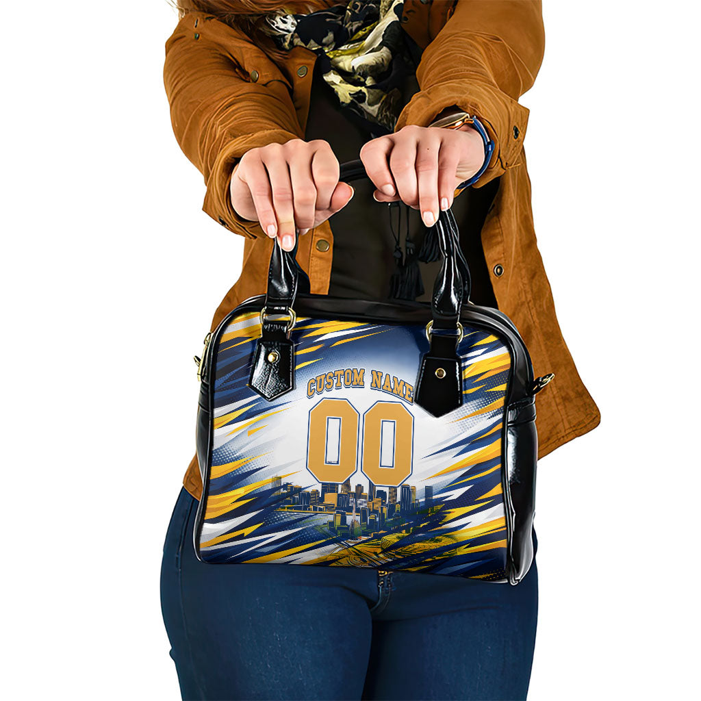 Personalised West Coast Eagles Fan Pride Shoulder Handbag Muscular Eagle Mascot Graphic Art With Perth City Skyline