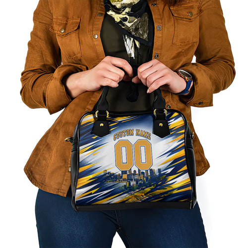 Personalised West Coast Eagles Fan Pride Shoulder Handbag Muscular Eagle Mascot Graphic Art With Perth City Skyline
