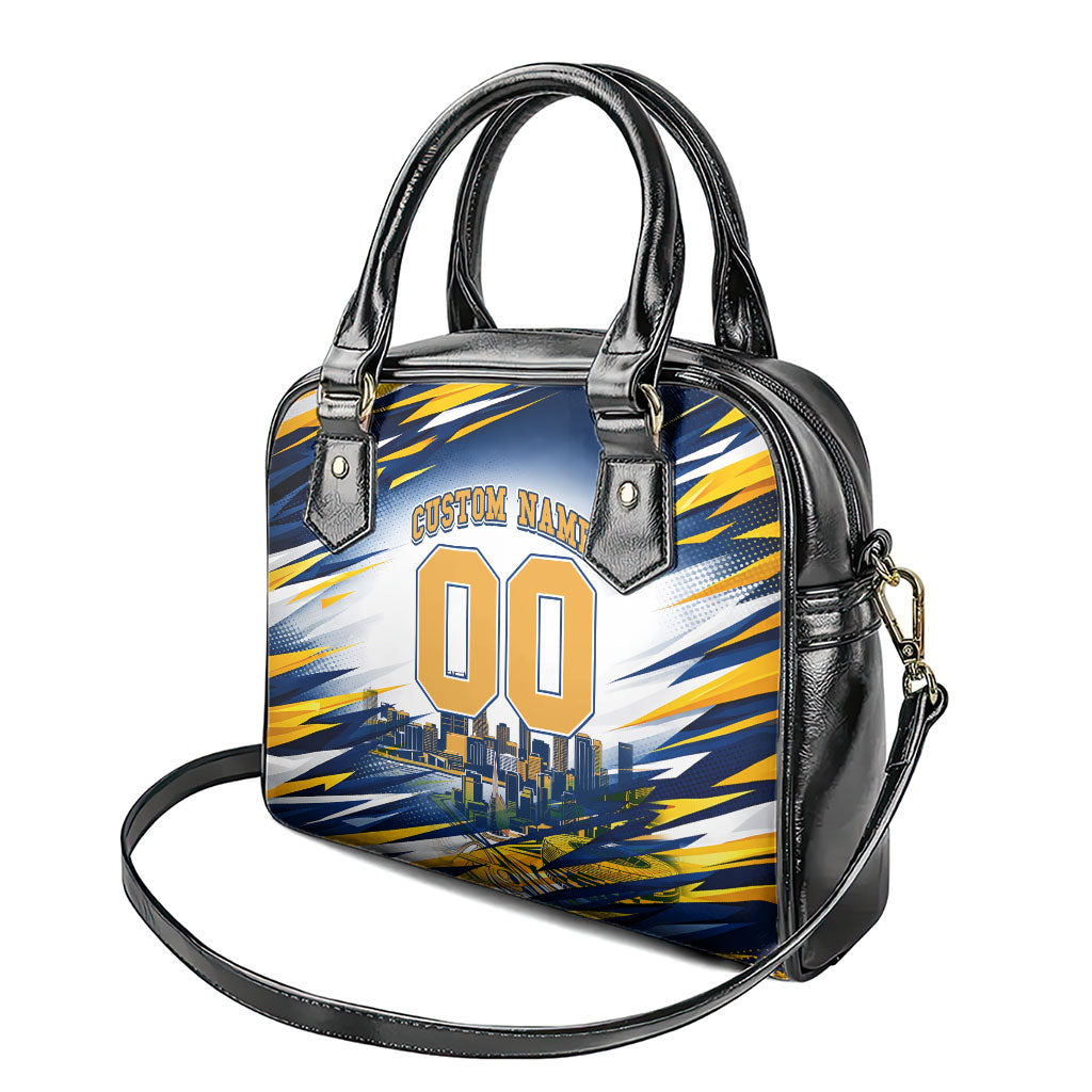 Personalised West Coast Eagles Fan Pride Shoulder Handbag Muscular Eagle Mascot Graphic Art With Perth City Skyline